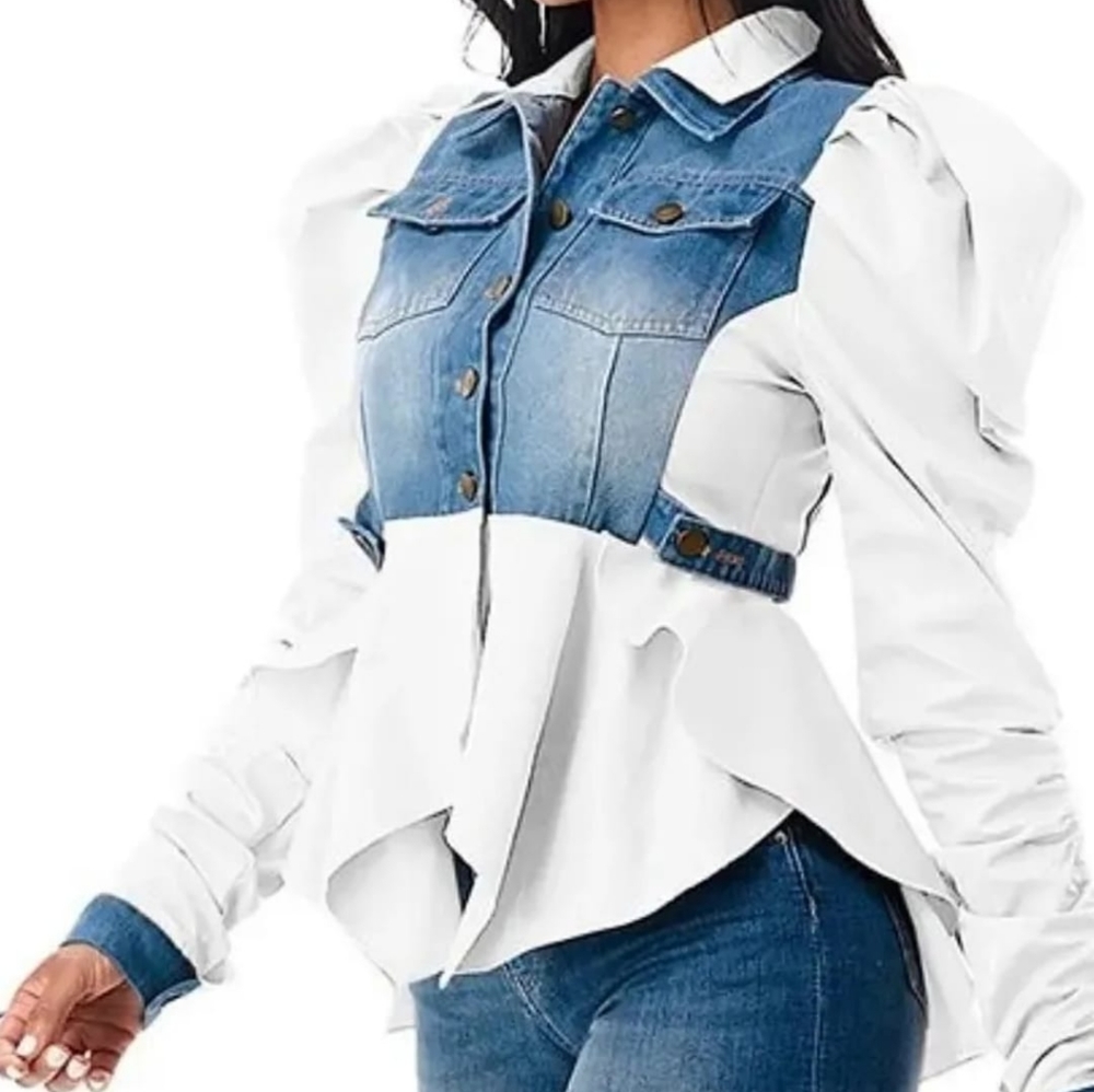 Denim Peplum Shirt Jacket